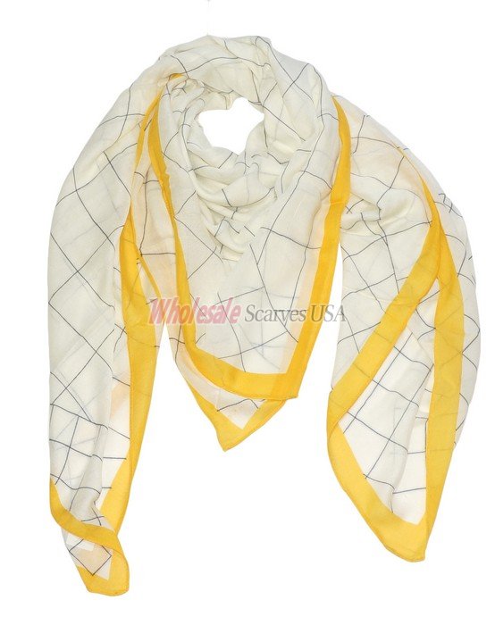 (image for) Premium Square Print Scarf S0104 Yellow