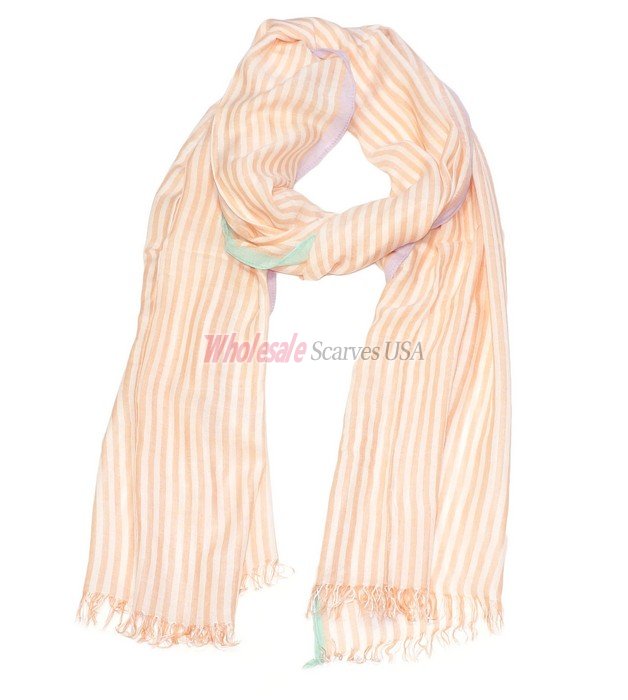 (image for) Premium Strip Print Scarf S0107 Orange