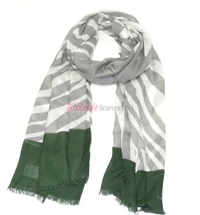 (image for) Premium Strip Print Scarf S0108 Grey