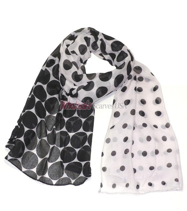(image for) Premium Dot Print Scarf S0118 Black