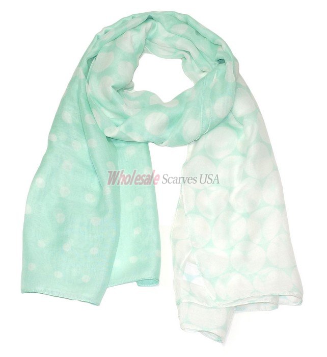 (image for) Premium Dot Print Scarf S0118 Tiffany Blue