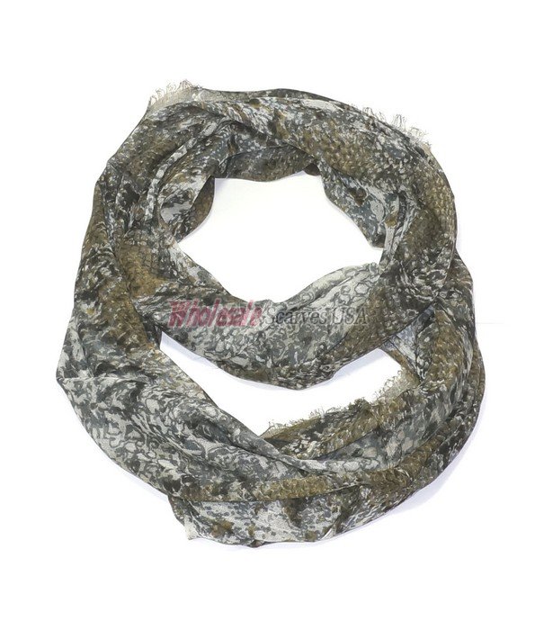 (image for) Premium Infinity Print Scarf S0119 Army Green
