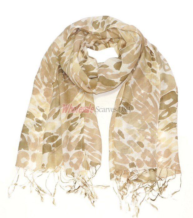 (image for) Premium Pattern Print Scarf S0124 Brown