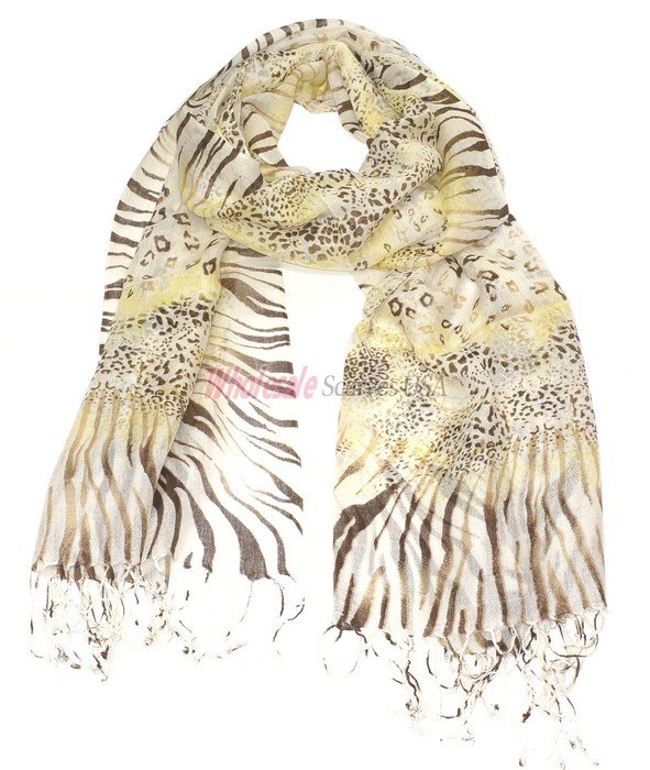(image for) Premium Animal Print Scarf S0126 Yellow