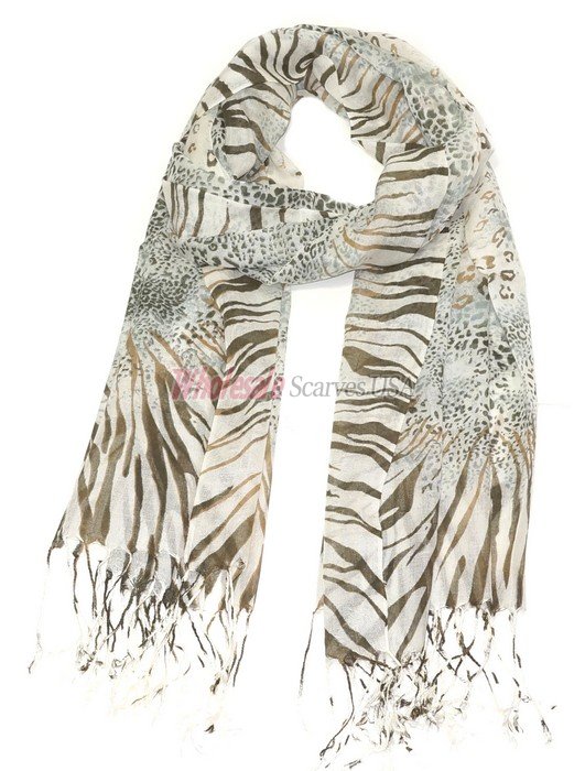 (image for) Premium Animal Print Scarf S0126 Brown