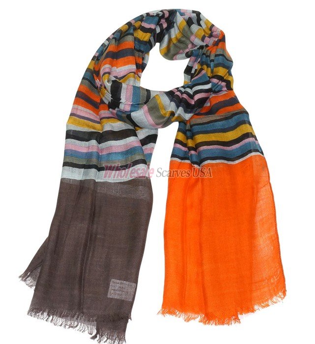 (image for) Premium Strip Print Scarf S0131 Orange