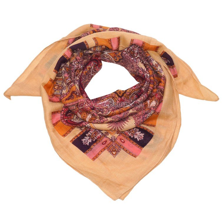 (image for) Premium Wool Blend Print Scarf S0135 Peach