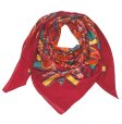(image for) Premium Wool Blend Print Scarf S0135 Red