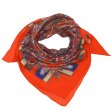 (image for) Premium Wool Blend Print Scarf S0135 Orange Red
