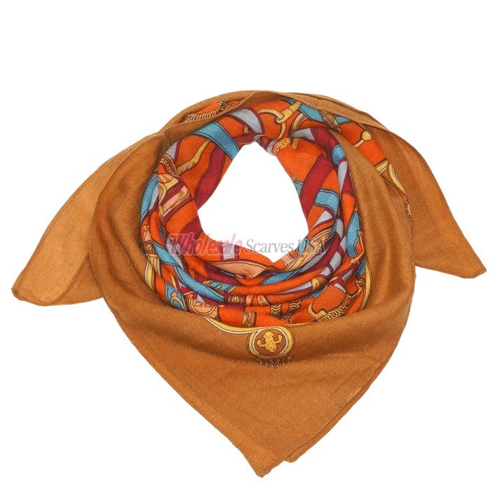 (image for) Premium Wool Blend Print Scarf S0139 Glod