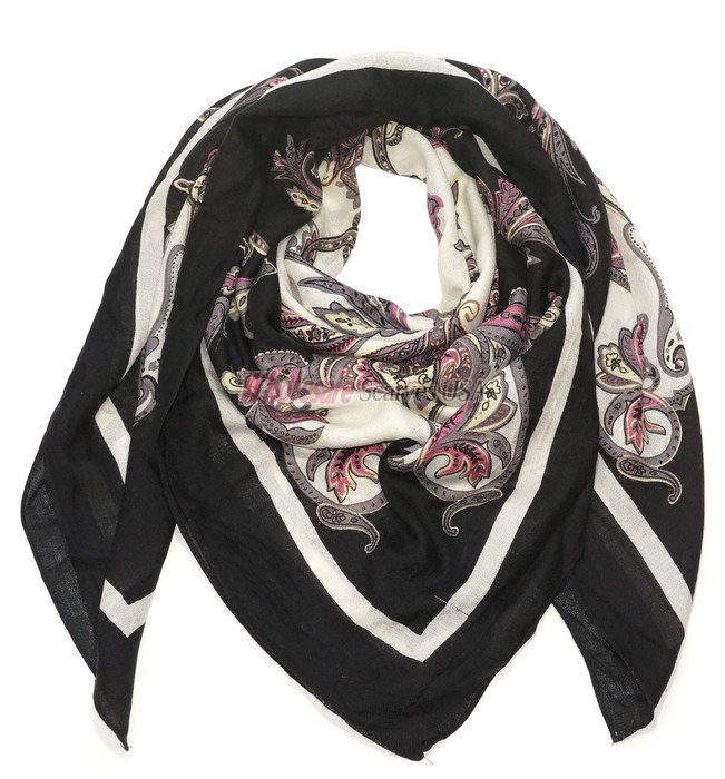 (image for) Premium Wool Blend Print Wrap S0141 Black