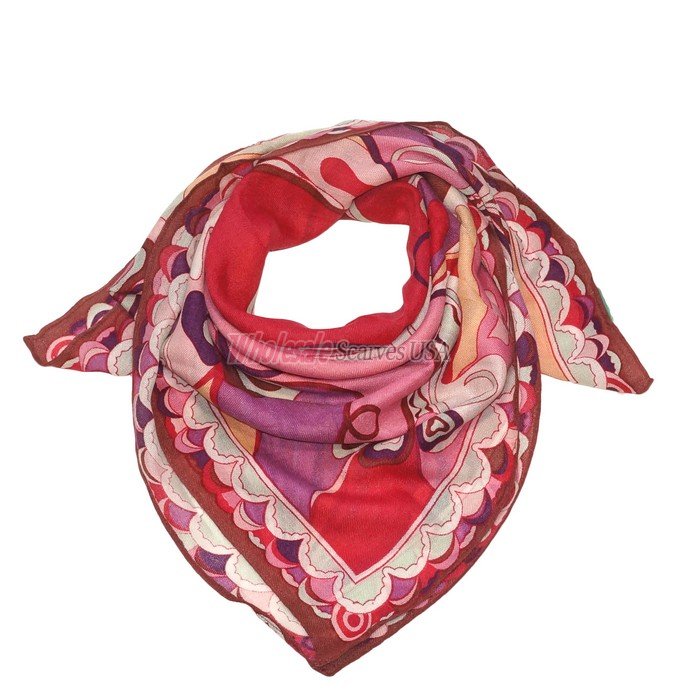 (image for) Premium Wool Blend Print Scarf S0148 Red