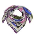 (image for) Premium Wool Blend Print Scarf S0148 Purple