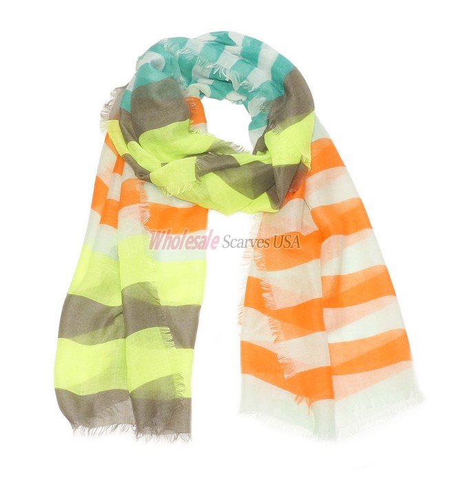 (image for) Premium Strip Print Scarf S0150 Blue
