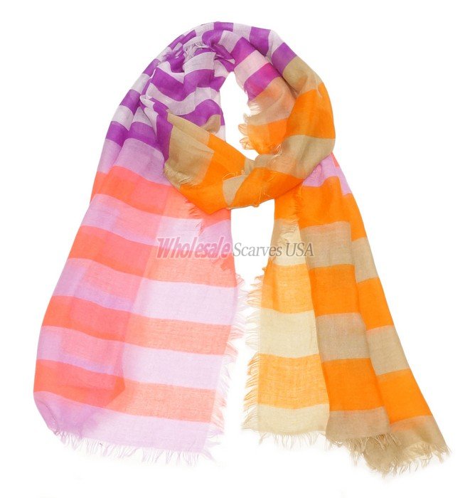(image for) Premium Strip Print Scarf S0150 Purple