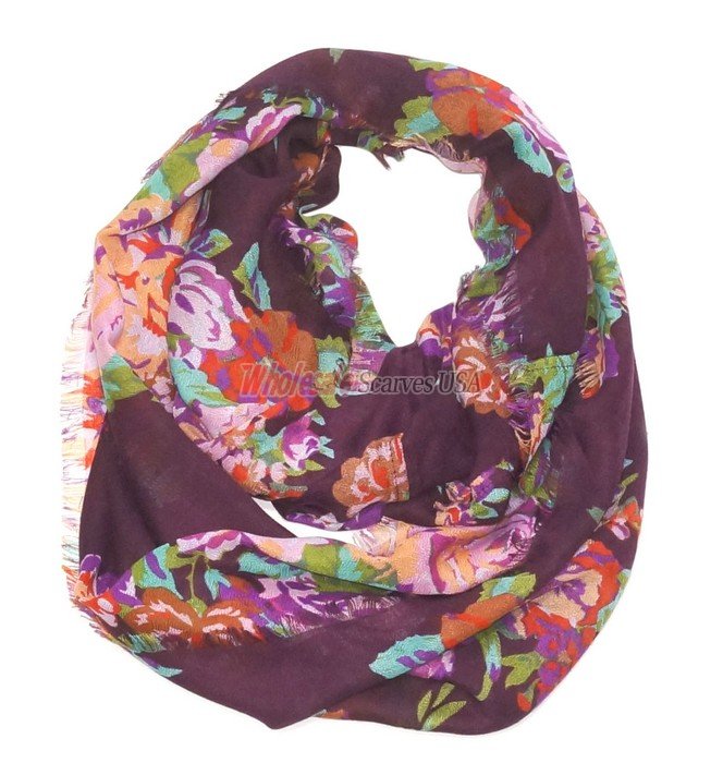 (image for) Premium Infinity Print Scarf S0153 Wine