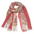 (image for) Premium Pattern Print Scarf S0154 Red