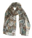 (image for) Premium Paisley Floral Print Scarf S0156 Green