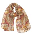 (image for) Premium Paisley Floral Print Scarf S0156 Brown