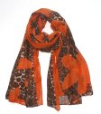 (image for) Premium Leopard Print Shawl S0160 Orange Red