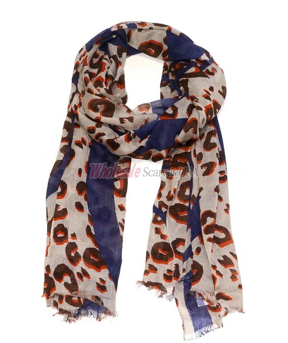 (image for) Premium Pattern Print Shawl S0173 Blue