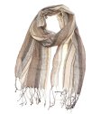 (image for) Premium Strip Print Scarf S0178 Brown