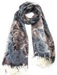 (image for) Big rose Print scarf coffee