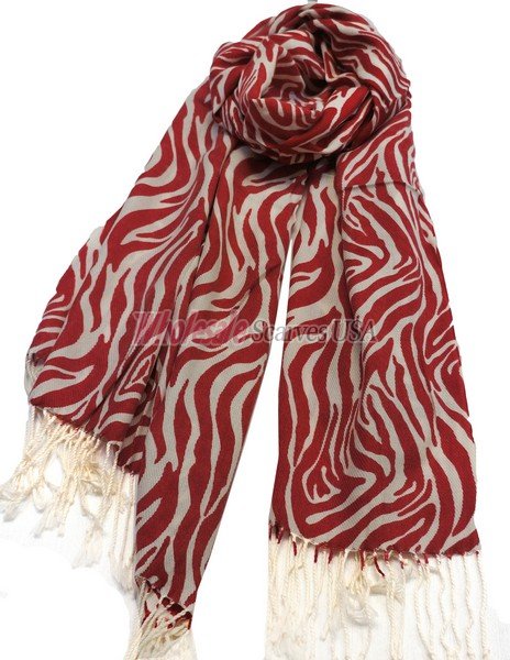 (image for) Animal print scarf Red/white Dozen (12 pcs)