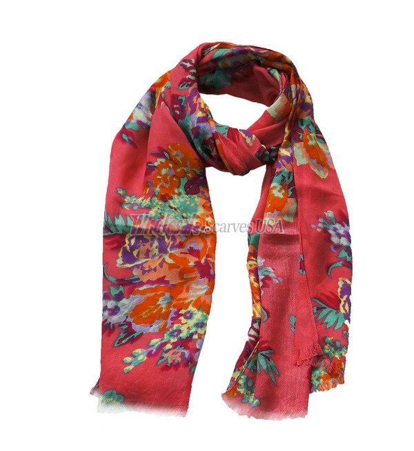 (image for) Premium flower print scarf #s0623-1