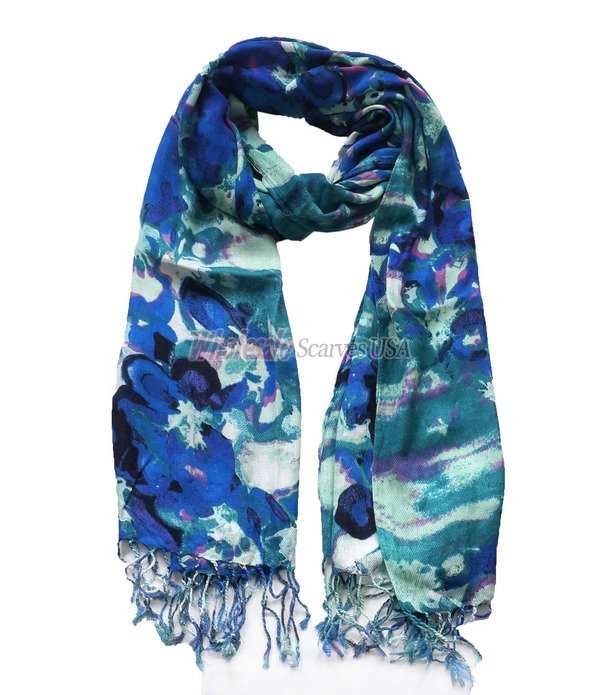 (image for) Premium flower print scarf #s0635-1