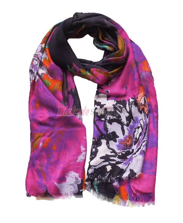(image for) Premium flower print scarf #s0657-1