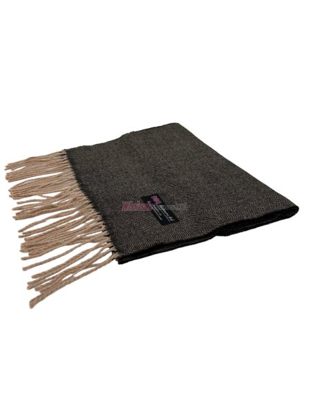 (image for) Cashmere Feel Pattern Scarf Black/Tan 12-pack