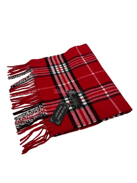 (image for) Plaid Cashmere Feel Scarf 12-pack Red C07-1