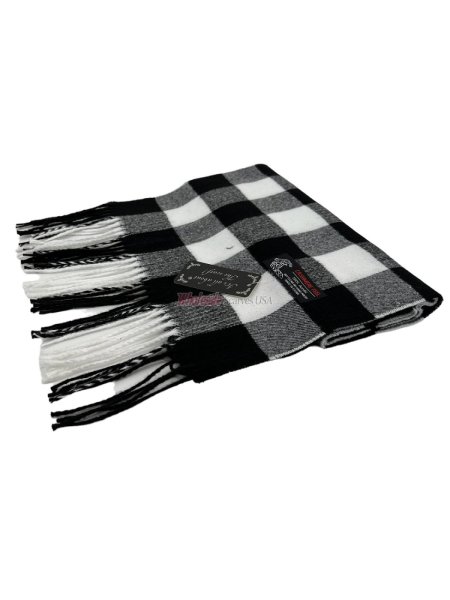 (image for) Cashmere Feel Checker Scarf Black/White 12-pack C12-04