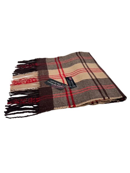 (image for) Cashmere Feel Plaid Scarf Brown/Red 12-pack 24826