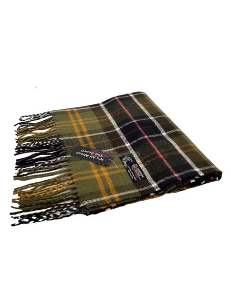 (image for) Cashmere Feel Plaid Scarf Olive Green 12-pack NY29-5
