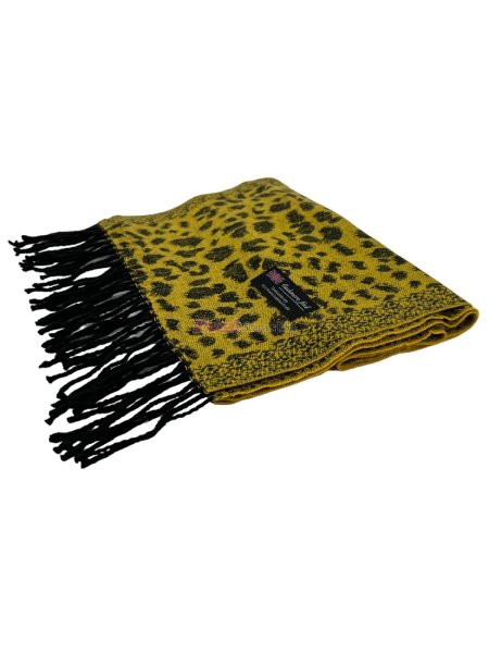 (image for) Cashmere Feel Leopard Scarf Yellow 12-pack