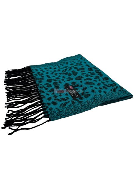 (image for) Cashmere Feel Leopard Scarf Blue 12-pack