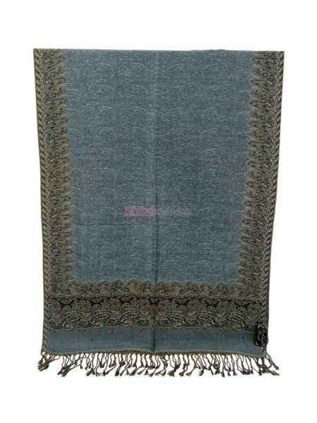 (image for) Jacquard Border Scarf Light Steel Blue