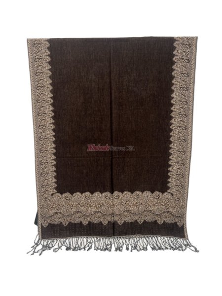 (image for) Jacquard Border Scarf Coffee