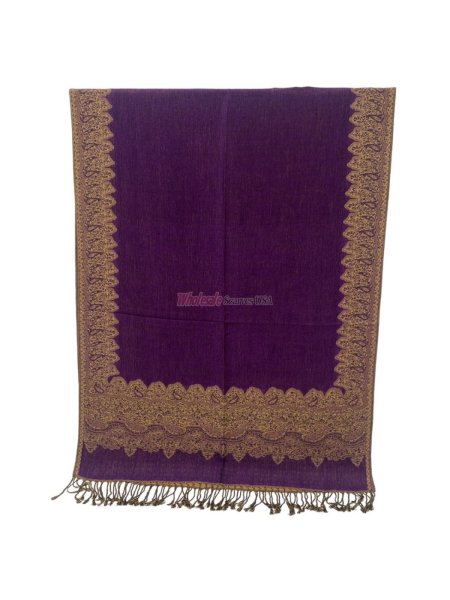 (image for) Jacquard Border Scarf Purple