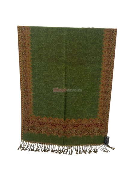 (image for) Jacquard Border Scarf Grass Green