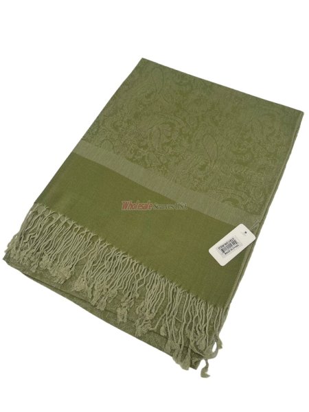 (image for) Paisley Jacquard Shawl Light Green