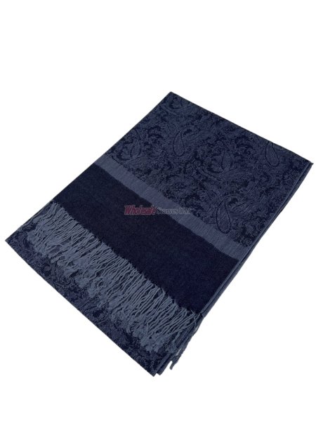 (image for) Paisley Jacquard Shawl Navy