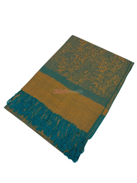 (image for) Paisley Jacquard Shawl Gold/Green