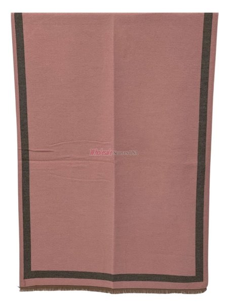 (image for) Reversible Oversized Border Cashmere Shawl: Pink 7901