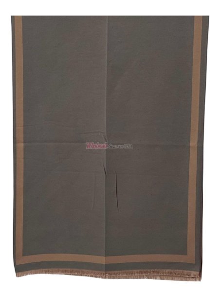 (image for) Reversible Oversized Border Cashmere Shawl: Taupe 7902