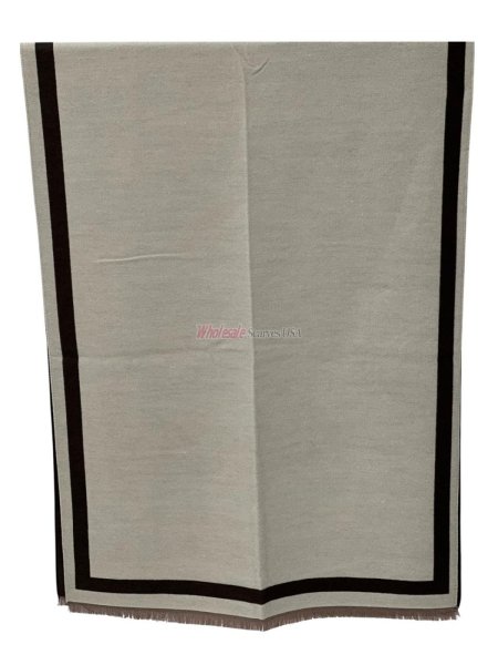 (image for) Reversible Oversized Border Cashmere Shawl: Brown 7907