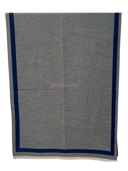 (image for) Reversible Oversized Border Cashmere Shawl: Heather Grey 7908