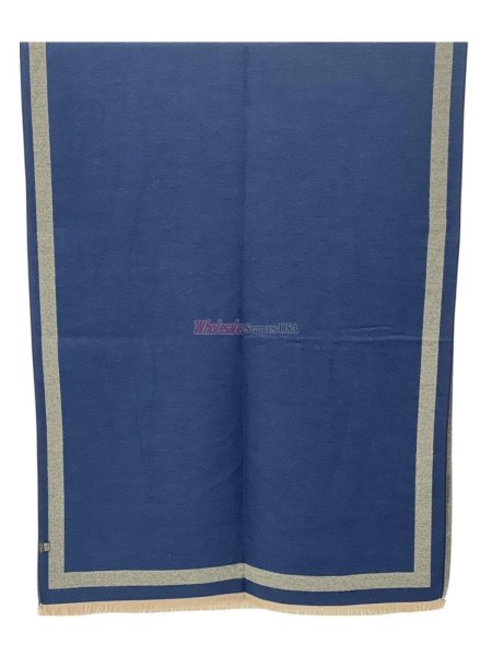 (image for) Reversible Oversized Border Cashmere Shawl: Heather Grey 7908